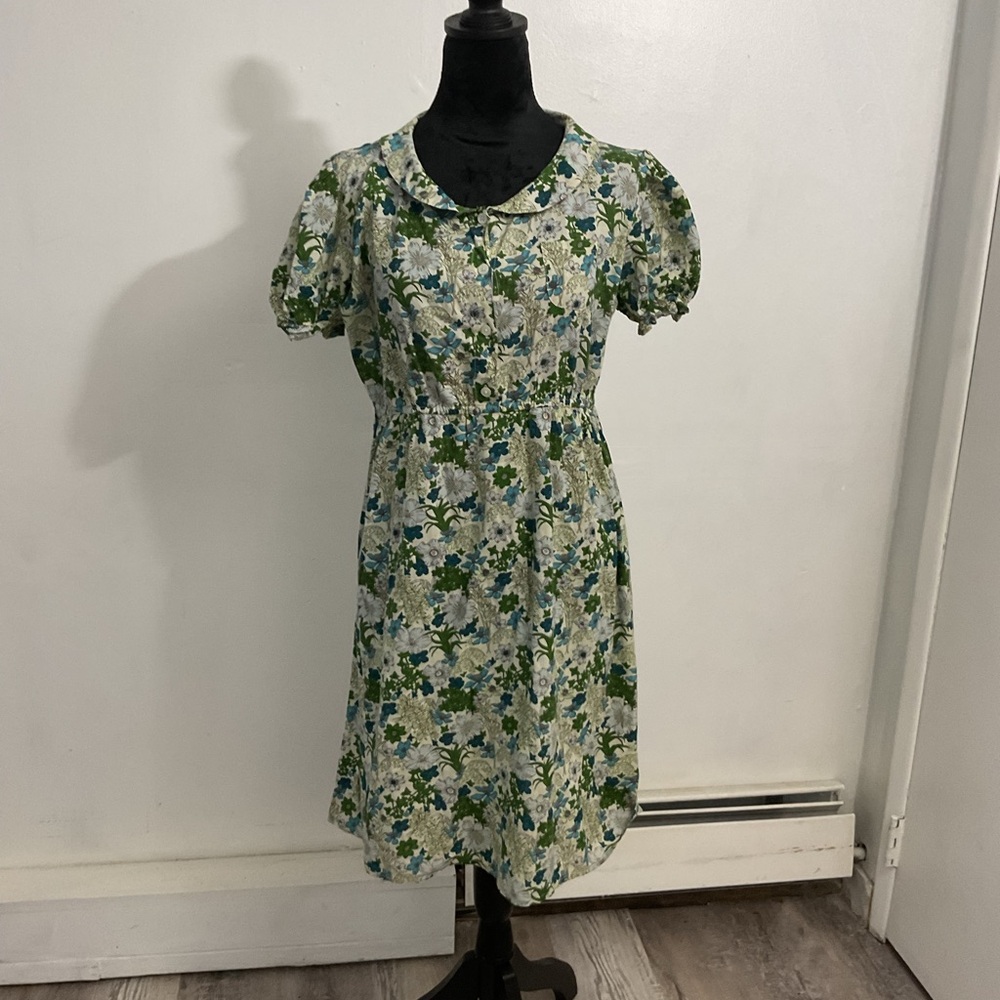 Bitten by Sarah Jessica Parker Green Midi Puff Sleeve Dress